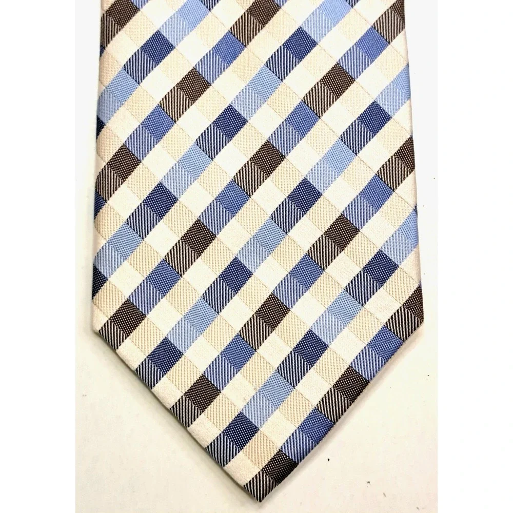 Croft & Barrow 3 Mens Ties 100% Silk Hand Made Office Classsic Striped Plaid